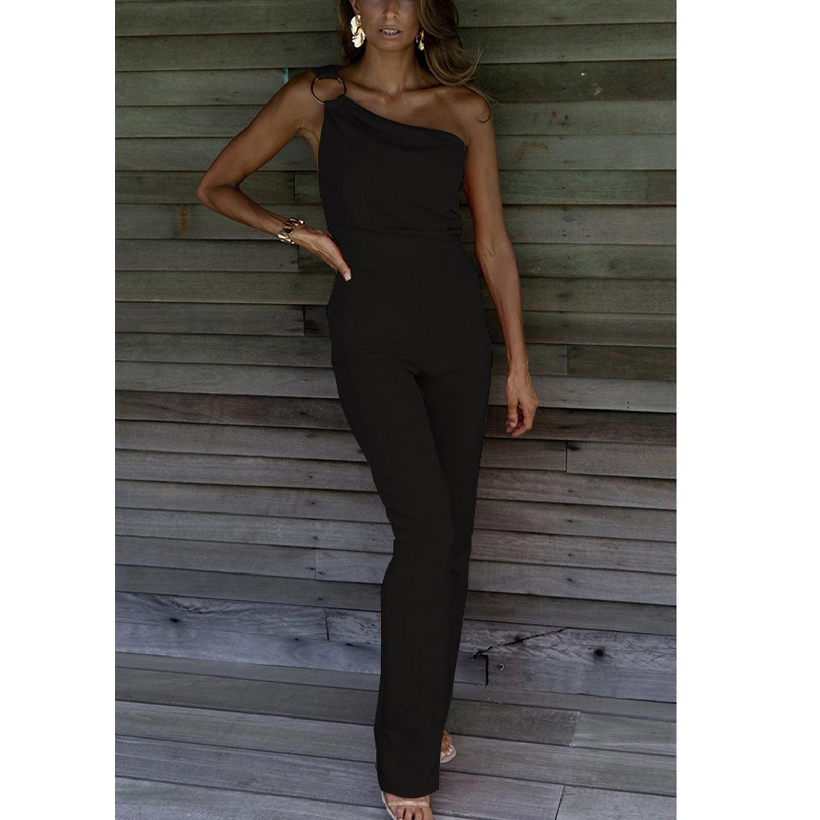 

Женский летний повседневный модный однотонный комбинезон без рукавов с темпераментом L