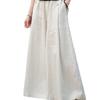 Women's Linen Blend Wide Leg Palazzo Pants Elastic Waist Casual Trousers