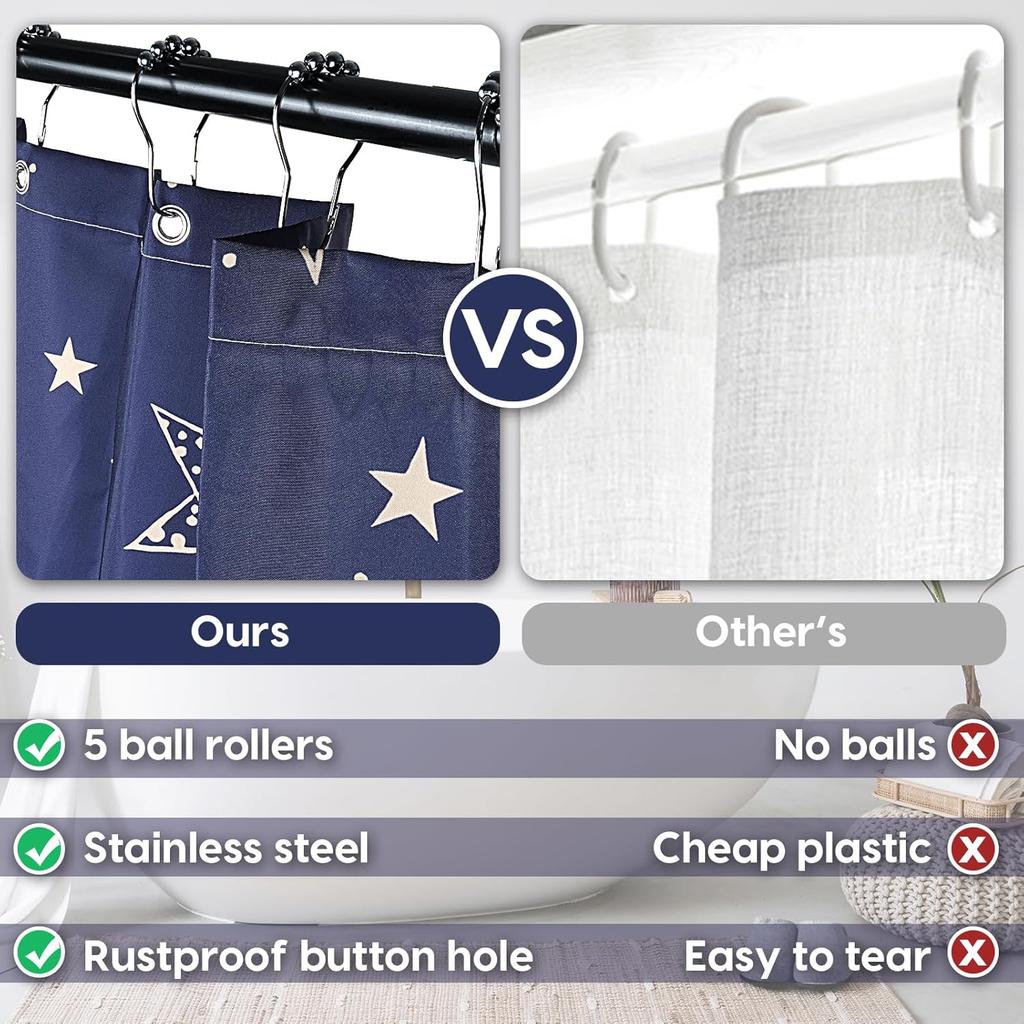 Amaredom Star Shower Curtain, Celestial Shower Curtain for Bathroom, Waterproof Fabric Shower Curtain Set, Bathroom Decoration W