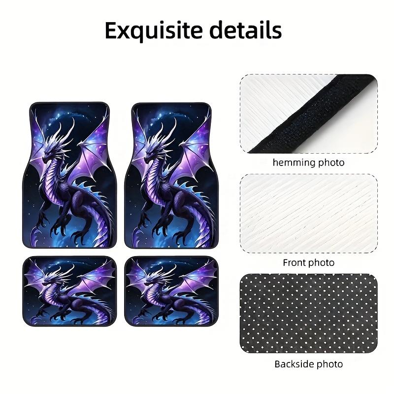 Set di 4 Tappetini Antiscivolo Universali Accessori Interni Facili da Pulire Tappetini in Gomma per Auto con Fantasia Stile Creatura Mitologica Drago