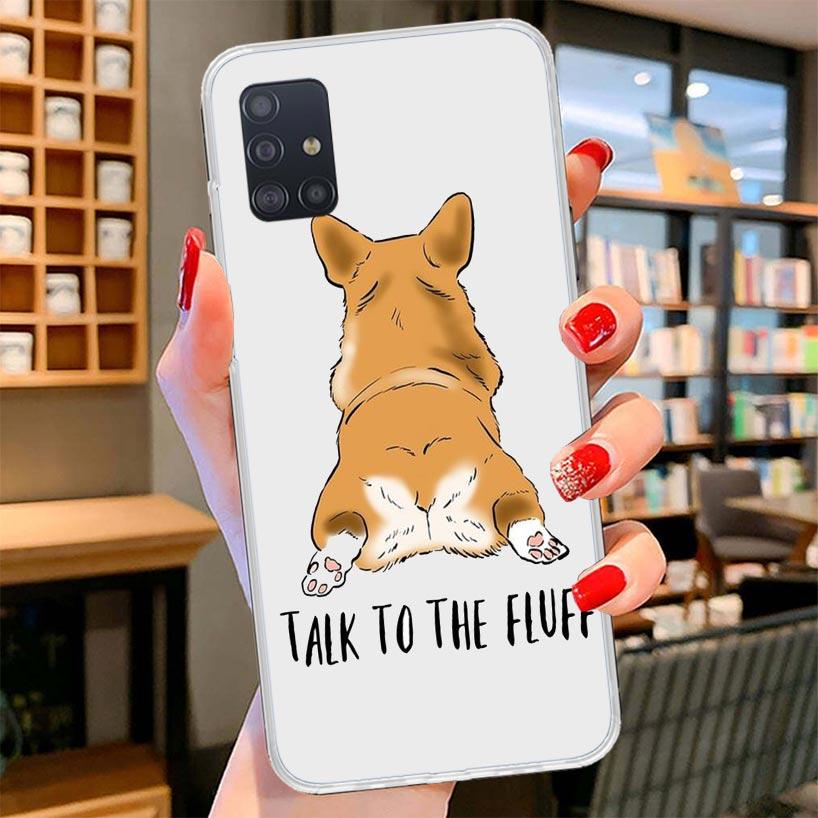Cartoon Corgi Cute Dog Cover Phone Case For Samsung Galaxy A12 A22 A32 A52 A72 A02S Phone Case Note 20 Ultra 10 S10 Plus A51 A71