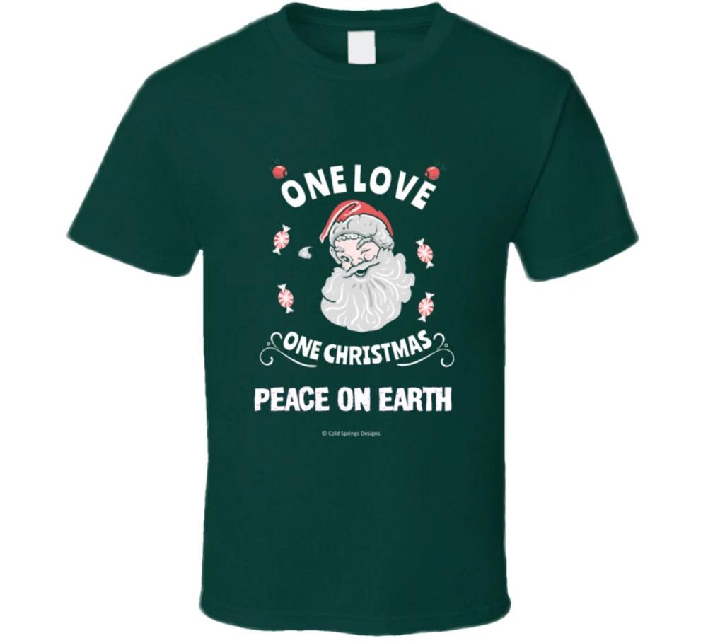 One Love One Christmas Peace On Earth Santa Holiday Gift T Shirt 2XL