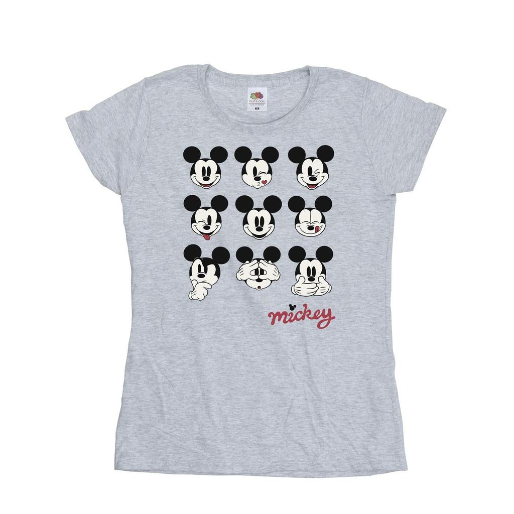 Disney Womens/Ladies Mickey Mouse Many Faces Cotton T-Shirt