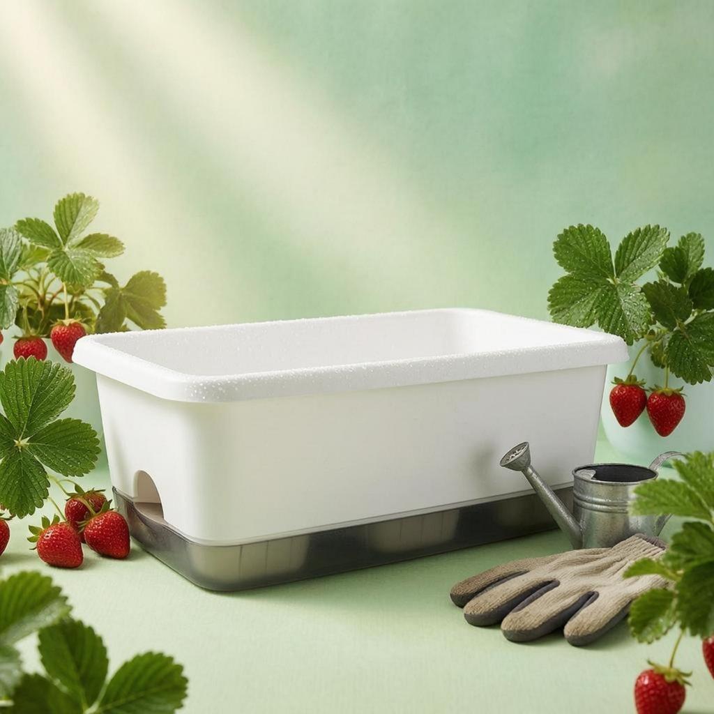 Rectangle Self Watering Planter Long and Narrow SelfWatering Wide Rim Flower Pot