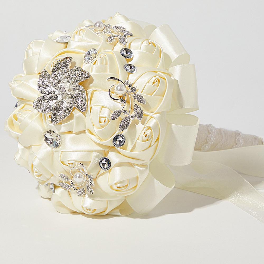 Luxuriöser böhmischer Kristall-Brautstrauß in Champagnerrosa