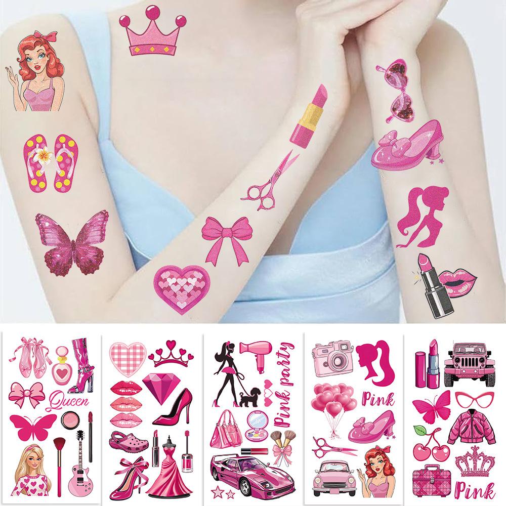 New Pink Girl Party Tattoo Stickers Waterproof Party Party Gift Funny Face Stickers