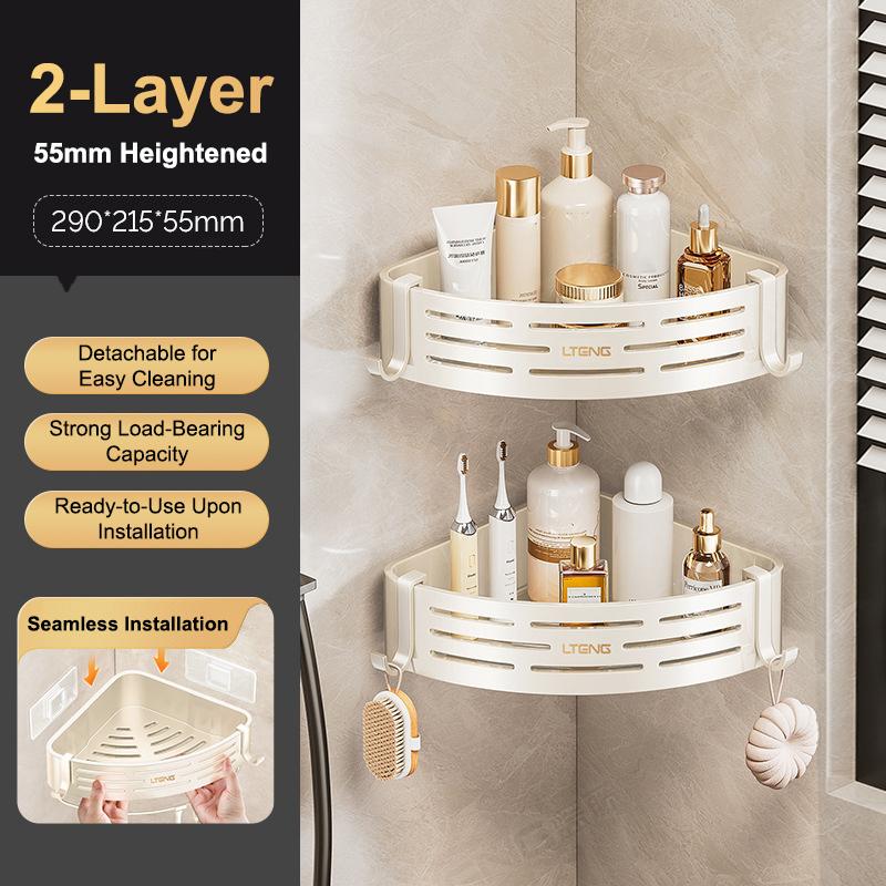 Corner Shower Shelf with Suction Cups 1-Pack Stainless Steel No-Drill Anti-Rust for Easy Bathroom Organization