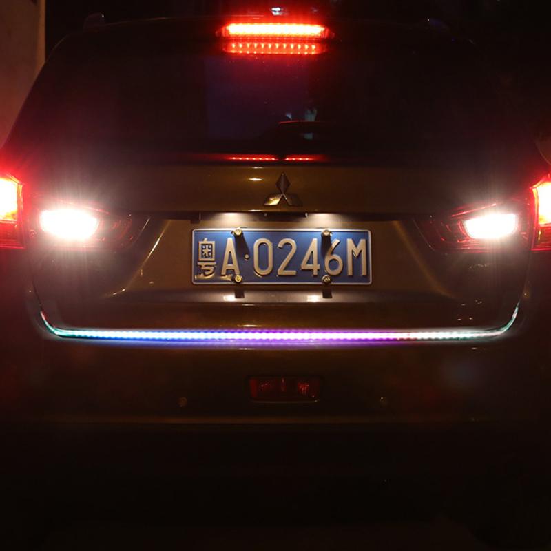 12V 120CM Auto Trunk Light LED Strip Running Brake Reverse Turn Signal Lamp 5050 RGB 72 SMD Waterproof Flowing Light Car Styling