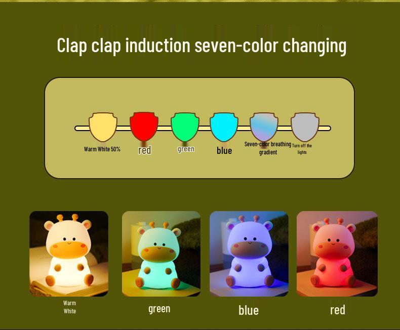 Deer Silicone LED Rechargeable Night Light for Kids - Christmas Gift