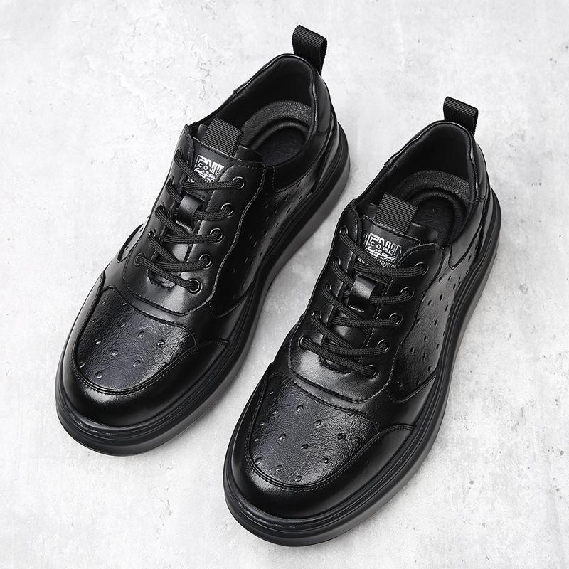 Autumn new light luxury men's shoes breathable leather platform trend versatile casual leather shoes men's sports board shoes