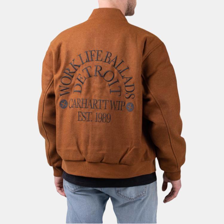 Carhartt WIP Work Varsity Bomber Jacket Single-Breasted Letter Print Long Sleeve Baseball Jacket Men jackets Yellow I032435-1NF-XX