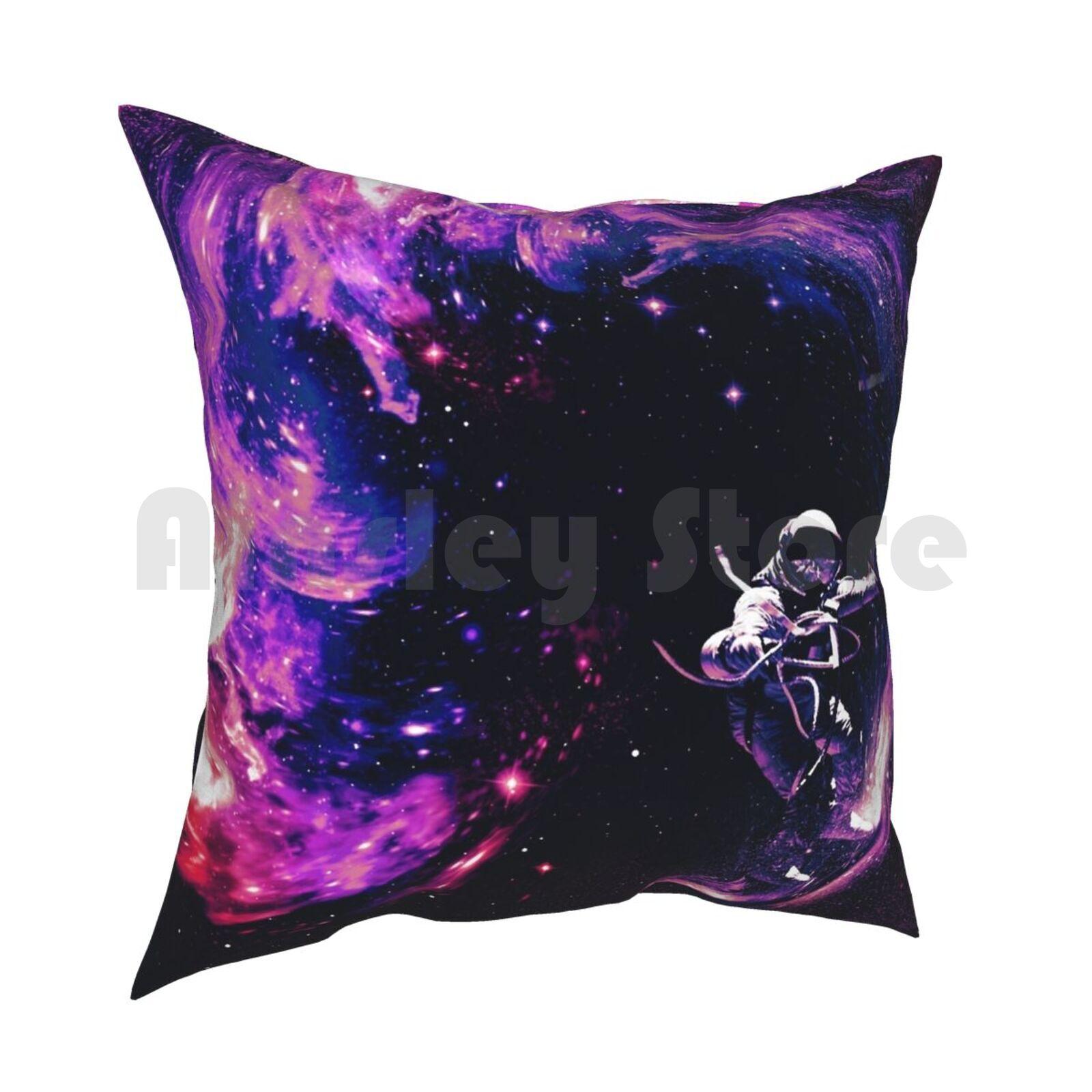 

Space Surfing Ii Pillow Case Printed Home Soft DIY Pillow Cover Space Surfing Astronaut Galaxy Stars Cosmic Colors Nature 30cmx30cm