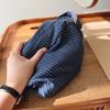 Classic Striped Large Capacity Portable Cosmetic Bag Cotton Linen Fabric Dark Zipper Skin Care Travel Portable Storage Bag