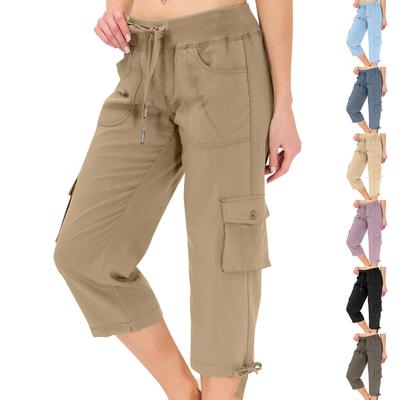 Bayan Kapriler Cepli Gevşek Fit Rahat Pantolon Şık Hafif Bayanlar Baggy Kargo Pantolon Yürüyüş için