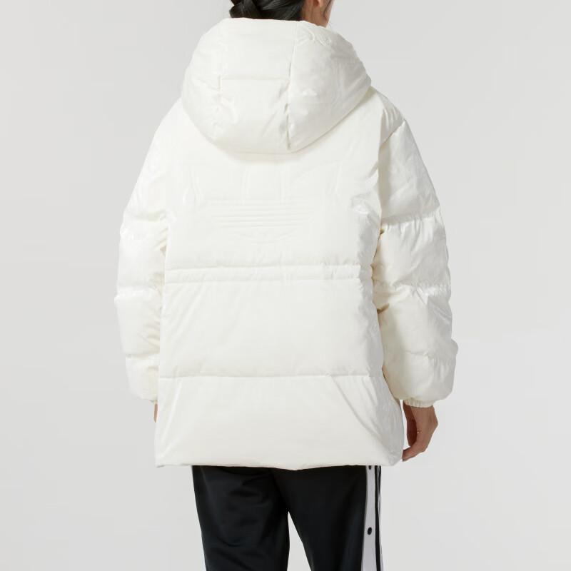 Adidas Originals 2024 Winter Warm Comfortable Stylish Hooded Down Jacket Women Outerwear Off-White JD3781
