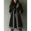 2026 Fall Winter Womens Faux Suede Trench Coat Printed Turn Down Collar Loose Fit Outerwear