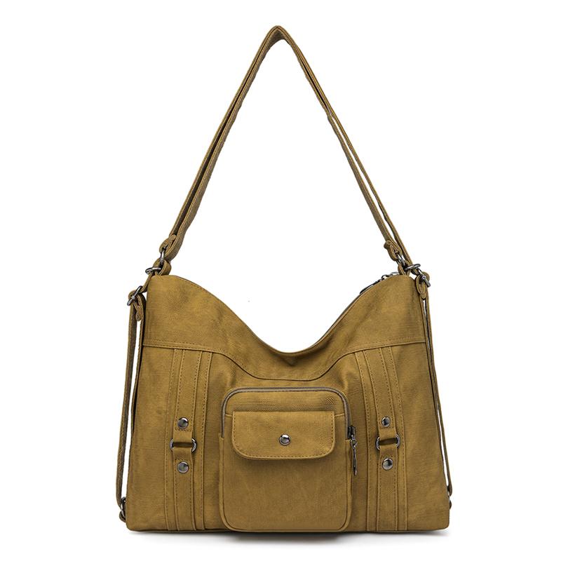Fashionable Women's Handbag with Large Capacity Soft Leather  Simple Shoulder Bag Multiple Pockets Vintage Handbag Multi-functional Backpack