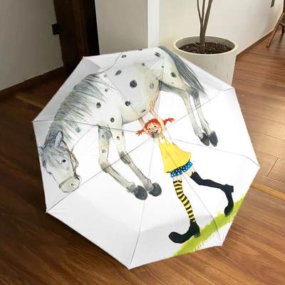 1pc Pippi Horse Automatic Folding Umbrella, Portable Collapsible Design, Casual Outdoor Accessory L1127123