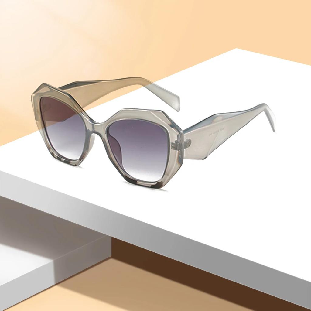 Ladies' Geometric Shaped Glasses Colored Lenses Dual Beam Angular Large Size Fashionable Decorative Glasses