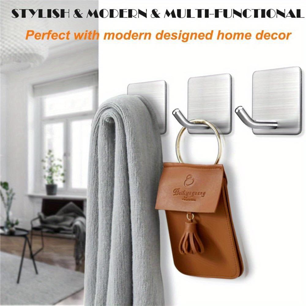 Heavy Duty Adhesive Towel Hook Stainless Steel Adhesive Hook Hanging Bathroom Kitchen Storage Holder Sticky Hooks Silver Hanger