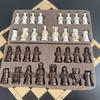 Big Vintage Chess 3D Qing Army Pieces Leather Chessboard Gypsum + Resin Pieces Game Box 40*19Cm/15.7*7.5 Inch