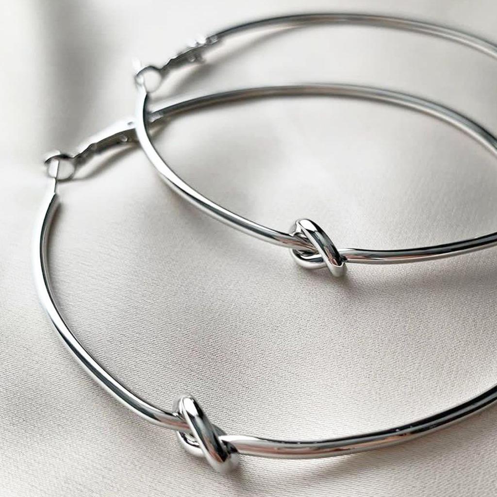 Les Trésors De Lily [R8108] - Silver 'Choréographie' Hoop Earrings Ø 70 Mm 2 Mm (node)