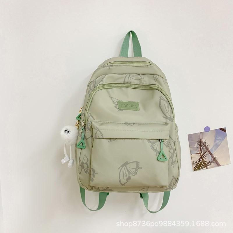 Schoolbag Japanese Ins Wind Butterfly Backpack Female, Junior High School Girls Student Schoolbag Large Capacity Travel Light Backpack