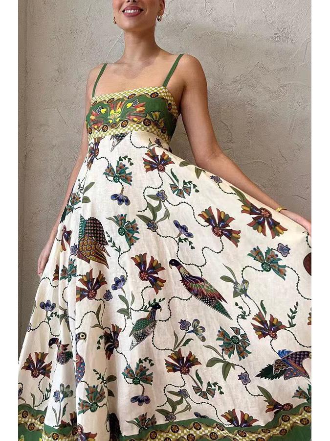 2024 Summer High-Waist Sleeveless Printed Dress for Women