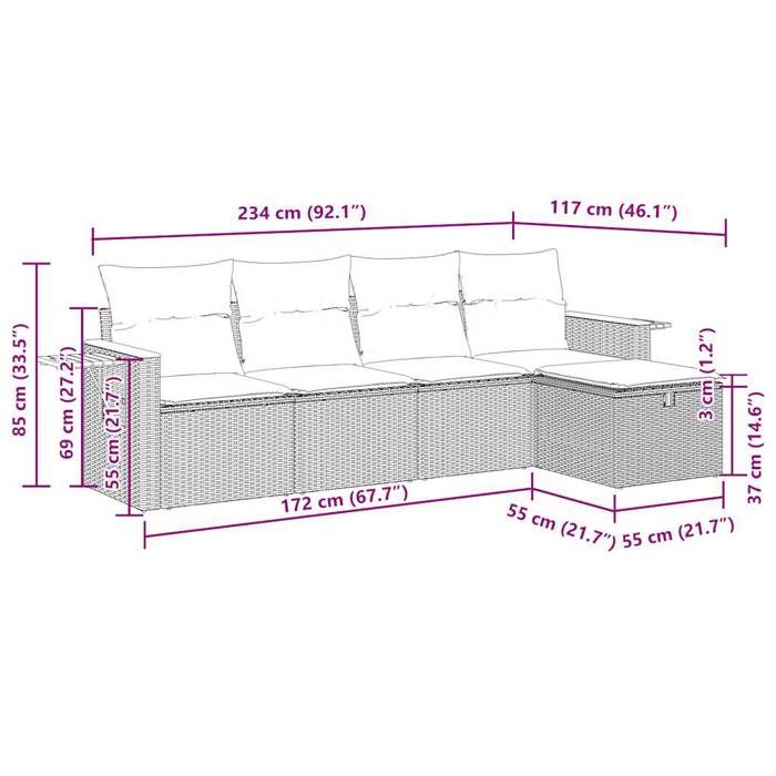 VidaXL Garden Lounge Set with Cushions 5 Pcs Beige Braided Resin 3325958