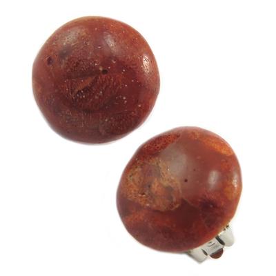 [P4049] - Coral Red 'Mineralia' Designer Clips - 18 Mm