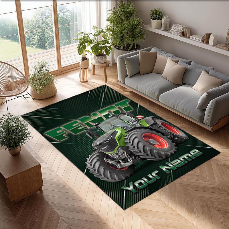 Fendt Crystal Velvet Rug, Custom Name Text Personalized Non‑Slip Floor Mat for Home Decor Gift