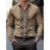 Men's Long-Sleeved Shirt with Pattern Design, Fashionable Lapel Button-Down Top, Versatile, Casual and Comfortable Men's Top