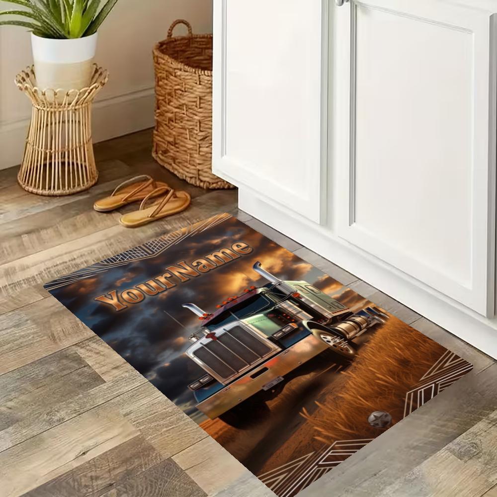 Peterbilt Heavy Trucks Customize Your Name Kitchen Rug Runner Rug Laundry Mat Hallway Entryway The Best Gift Choice