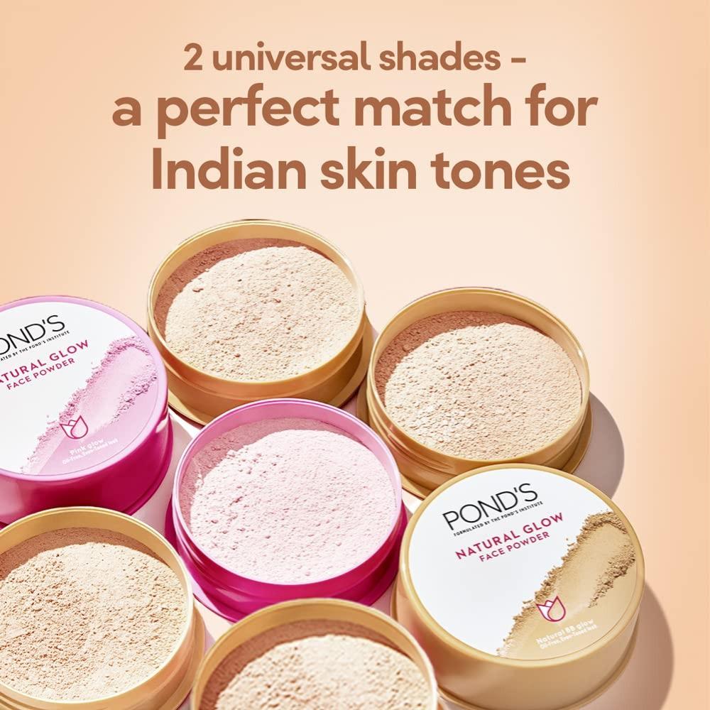 Pond's Natural Glow BB Face Powder For Normal Skin, Pink Matte Finish, Oil Control, Covers Spots, 30g Compact