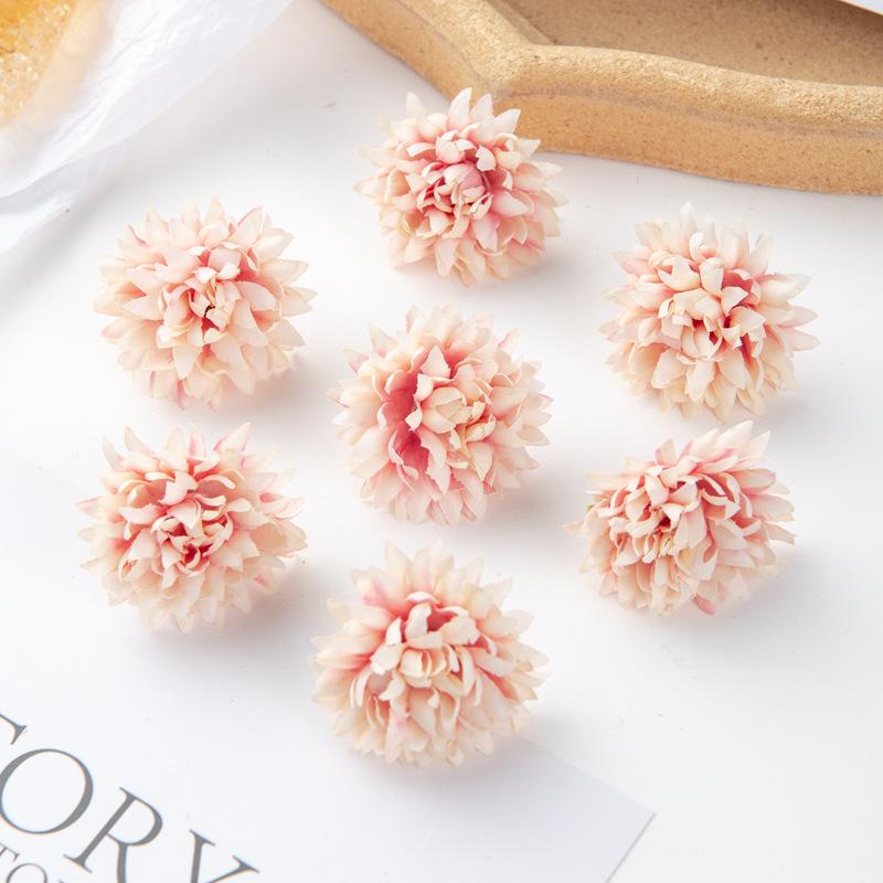 10PCS Artificial Chrysanthemum Pompom Flowers Realistic Faux Silk Floral Bouquet for DIY Hair Clips Shoes and Straw Hat Decor