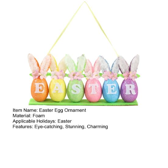 Easter Bunny Egg Ornaments Colorful Foam Easter Eggs with Bunny Ear for Tree Wall Door Window Spring Party Decoration