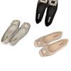 Square buckle ladle shoes women's commuting versatile single shoes French rhinestone shallow mouth flats 2025 new spring and autumn one-pedal