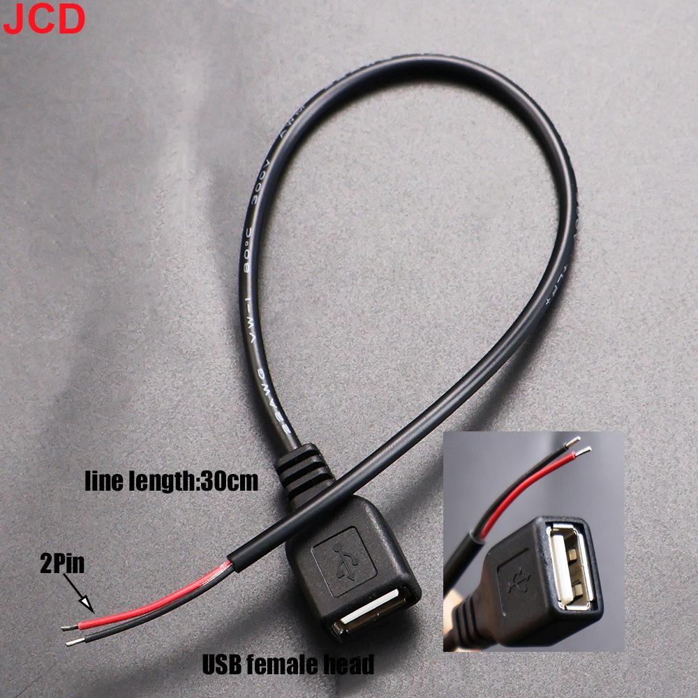 JCD 2pcs Power Supply Cable 2 Pin USB 2.0 A Female Male 4 Pin Wire Jack Charger Charging Cord Extension Connector DIY 5V Line