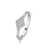 S925 Sterling Silber Rhombus Moissanit Geometrisch Asymmetrisch Damen Mode Stapelring.