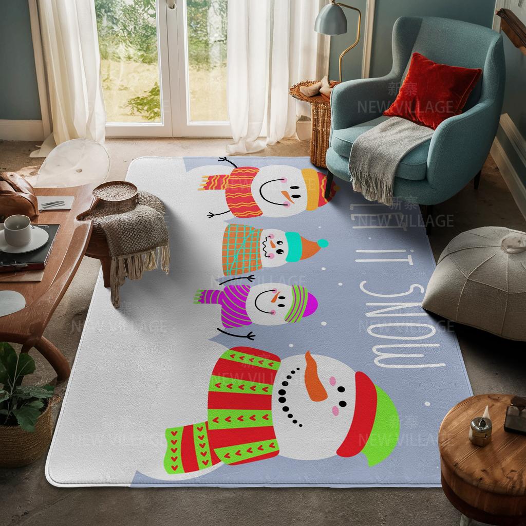 House Entrance Carpet Home Door Mat Living Room Bath Foot Bathroom Non-slip Water Absorption Rugs Bath Merry Christmas Winter