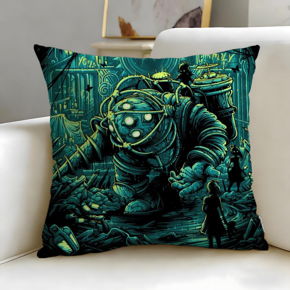 классическая игра BioShock Наволочка Мягкая Легко стирающаяся Подушка Универсальная для Дивана Кровати Путешествий и Офиса 30X30cm