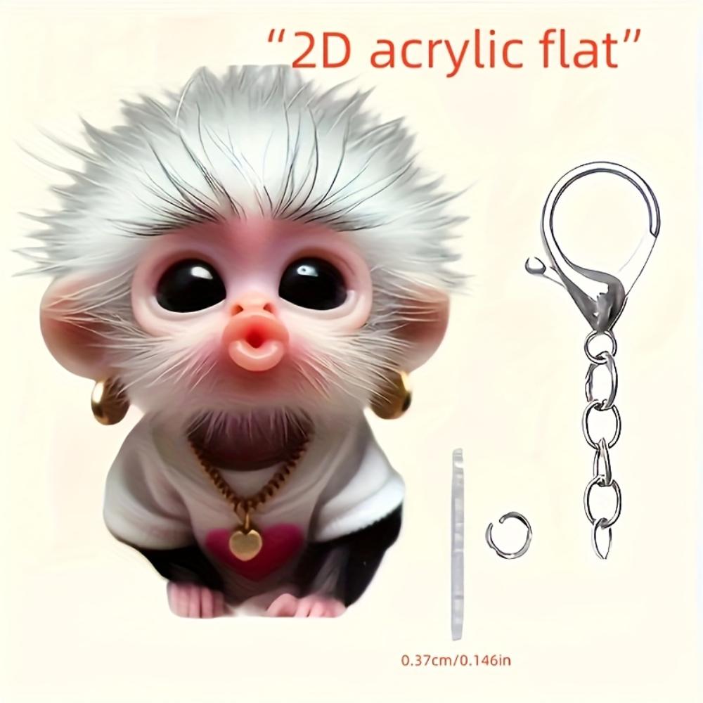 

Милая маленькая обезьянка, 2D плоский акрил, украшение, подходит для брелка, рюкзака, подвески, Рождество, Хэллоуин