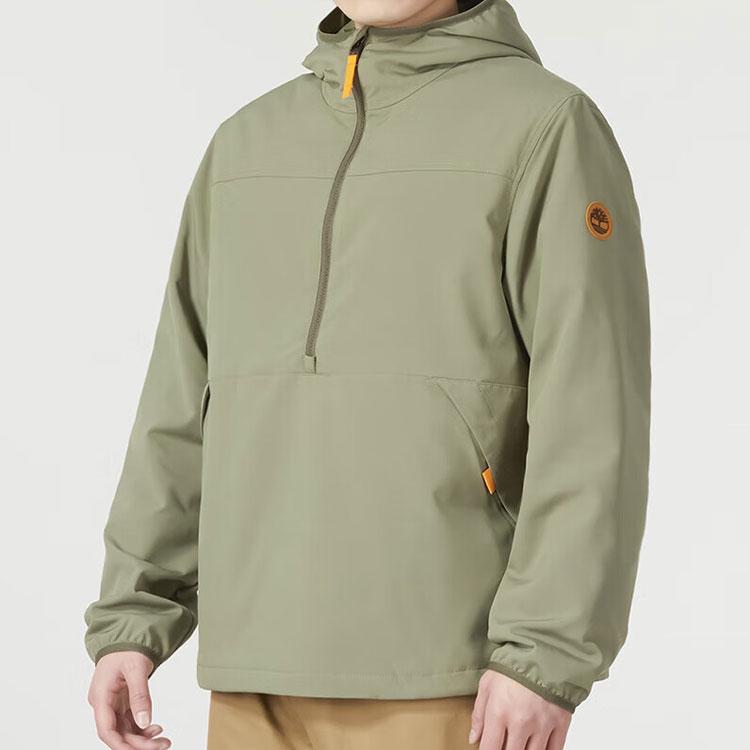 Timberland Solid Color Logo Outdoor Windproof Warm Hooded Cotton Jacket Men Jackets Green A43MR-590