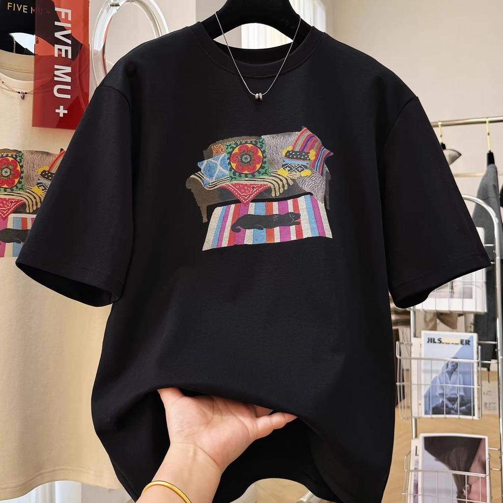 Women's Printed Loose Casual Short-Sleeve T-Shirt for Spring/Summer