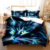 Lovely Cat Queen King Size Bedding Set Microfiber Polyester 3D Print Duvet Cover Set Girls Adults Comforter Cover Cute Animals