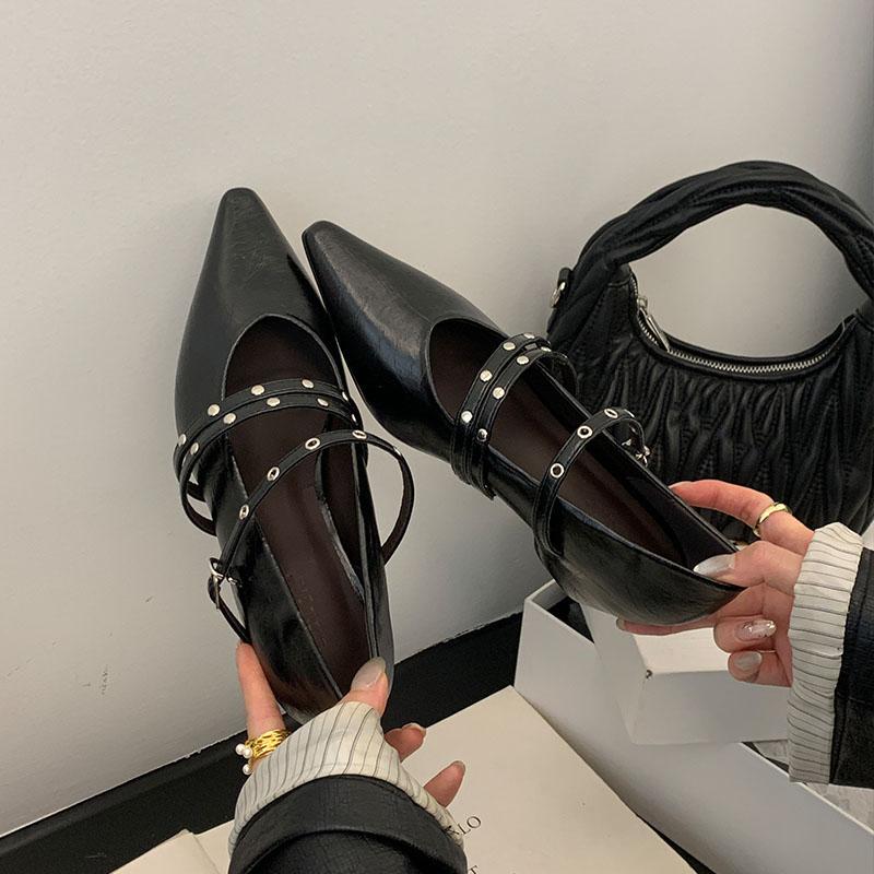 

Мода Мода Ремешок с пряжкой Обувь Низкий каблук Женские туфли Мэри Джейн Мелкие Женские Остроносые Женские Туфли-лодочки Обувь на каблуке 35 чёрный