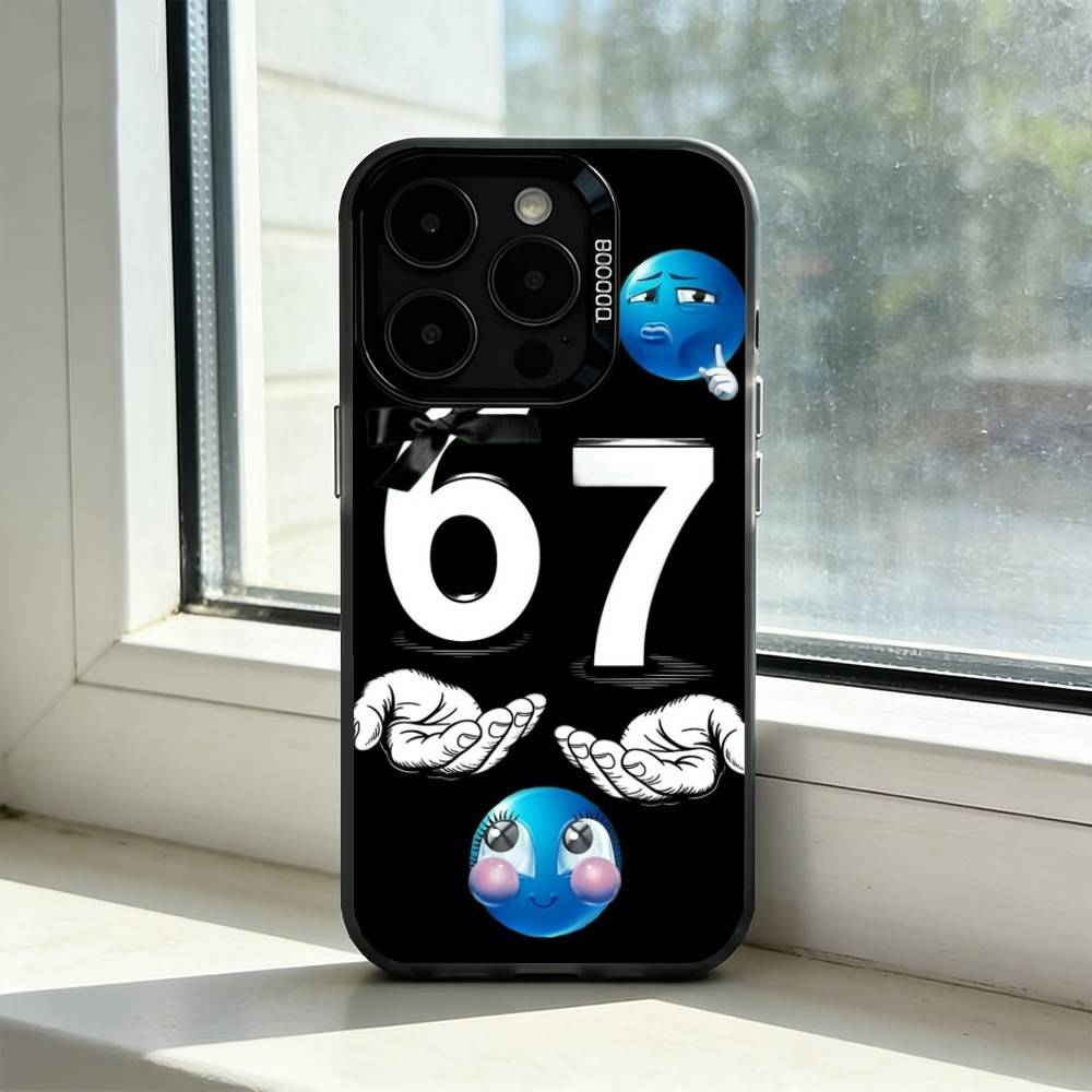 Six S-Seven 67 Phone Case For iPhone 17,16,15,14,13,12,11 Plus,Pro Max,XS,Colored Silver Plated Inside Cover