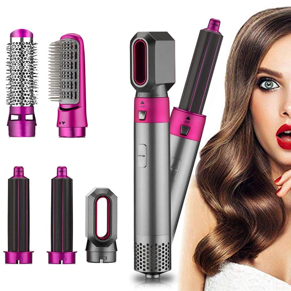 Cross-Border 5-in-1 Curling Iron & Hair Dryer: Hot Air Comb, Curl, Straighten, and Dry with Automatic Hair Suction