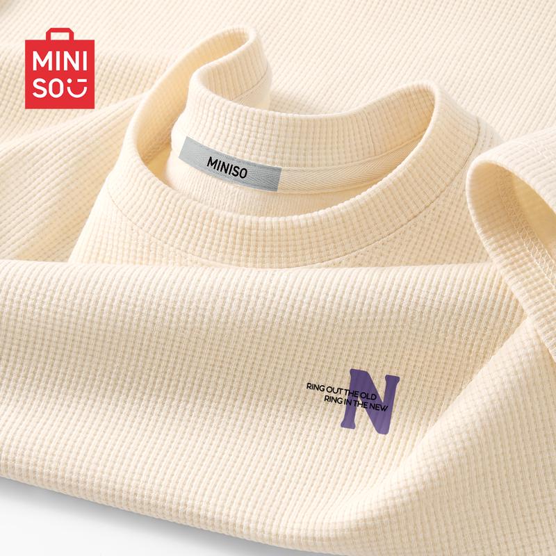 MINISO Men's Waffle Knit Short Sleeve T-Shirt