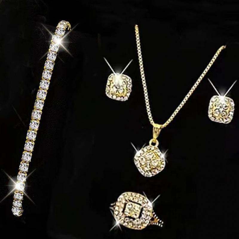 Damenarmband-Set Uhr, Diamantbesetzt 5 Stück/Set Femininität Hundert Türme Quarz Uhr Damen